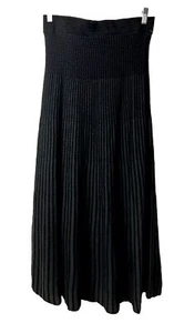 Lapis Maxi Skirt Black Charcoal Woman’s Size L. Knit Stretch Lined Elastic Waist - Picture 1 of 3