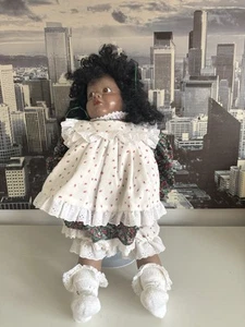 Jaime Campbell African American Porcelain Doll 1988 Collectible – Handmade Dress - Picture 1 of 5