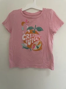 Old Navy Kids Girls Creative Juice Graphic 100% Cotton Short Sleeve Shirt Pink S - Picture 1 of 4
