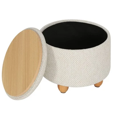 WOLTU Pouf Contenitore con Coperchio Pouf Poggiapiedi in Lino Grosso Sgabello - Immagine 1 di 4