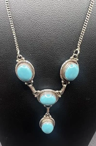 Sterling Silver Sleeping Beauty 925 Vintage Drop Dangle Necklace  - Picture 1 of 9