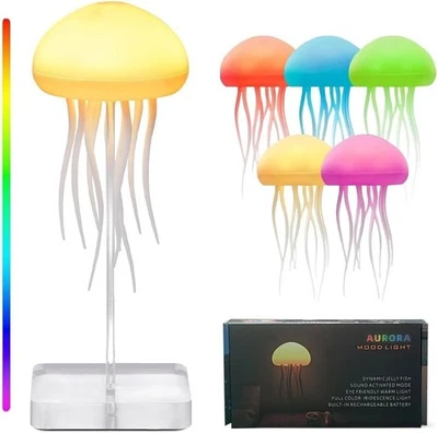 LED Dancing Jellyfish Lamp Voice Activated Color Changing Night Bedside Lamp - Image 1 of 4