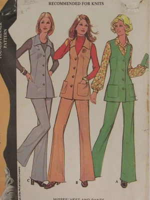 Lovely VTG 73 McCALLS 3313 Misses Lined Vest & Pants in 3 Looks PATTERN 16/38B - Image 1 of 3