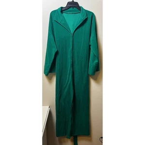 Maxi bata de colección verde esmeralda con cremallera frontal con cinturón manga larga siesta ropa de salón - Imagen 1 de 7