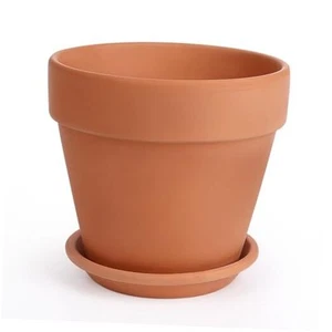 Terracotta Pot with Saucer - 12 Inch Ceramic Clay Pot for Plants with - Picture 1 of 7
