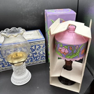 Vintage Avon Hurricane Lamp And Tiffany Lamp Full Cologne Decanters W/ Boxes - Picture 1 of 10