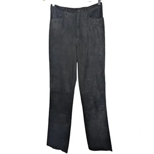 Vintage Real Clothes Black Leather Pants Women’s Size 2 Straight Leg Y2K 90s - Picture 1 of 8