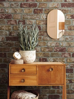 carta da parati 3D marrone, rosso mattone effetto mattone industriale per c lgfp - Immagine 1 di 4