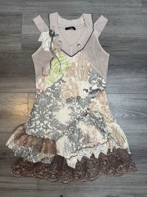 vintage CARL OPIK y2k Fairycore romantic art nouveau mini dress Size 38/UK 10 - image 1 of 4