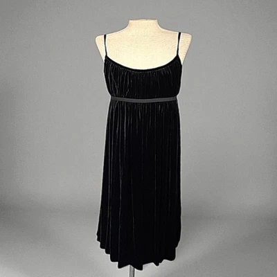 Vestido Martin Grant Paris Negro Terciopelo Sin Mangas Talla L Cintura Imperio Años 90 Y2K Foto 1 de 4