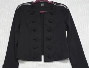 A.N.A. Jacket Double Breasted Military Style Black Silver Braid Epaulets Size Sm - Picture 1 of 11