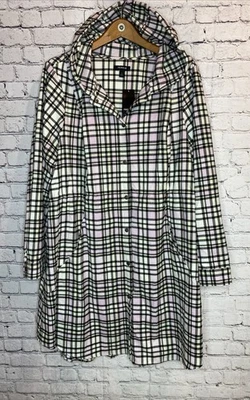Torrid Plus Plaid Flannel Hooded Lightweight Anorak Jacket Soft Pink 3X New - Image 1 of 4