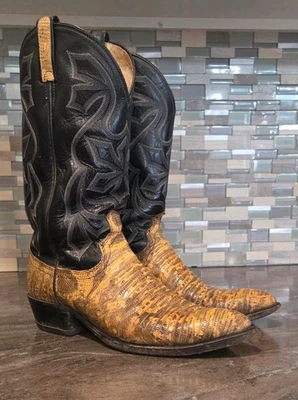 Botas de Vaquero Dan Post De Colección Para Hombre Lagarto Natural Talla 10D Foto 1 de 4