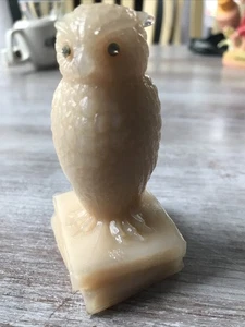 Vintage Degenhart Milky Crème Eule Figur Briefbeschwerer Strass Augen - Bild 1 von 6