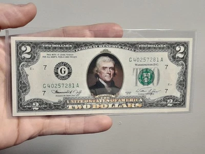 1976 Bicentennial TWO DOLLAR $2 Bill Uncirculated Currency COLORIZED 2-SIDED - Image 1 of 4