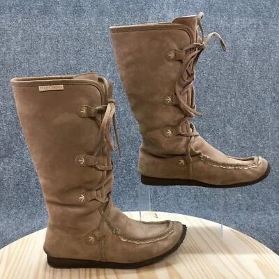 Botas Hush Puppies para mujer 10 M cuero marrón nieve con cordones tacones de cuña tobillo Foto 1 de 4