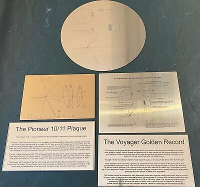 NASA VOYAGER GOLDEN Record + Pioneer plaque METAL with explanation plaques - Image 1 of 4