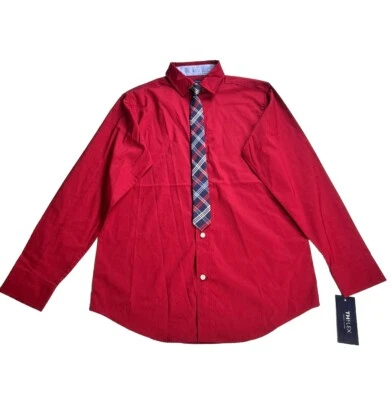 Camisa Tommy Hilfiger L/S Botón y Corbata Elastizada Vacaciones Roja Talla 16 Nueva con Etiquetas $44 Foto 1 de 4
