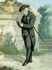 Vintage Drawing Original Italian Man Dressed with a Hat and a Cane