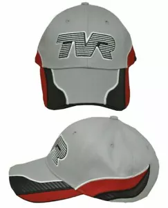 Grey Red & White Cotton TVR Logo Baseball Cap Official Merchandise Car Classic - Picture 1 of 1