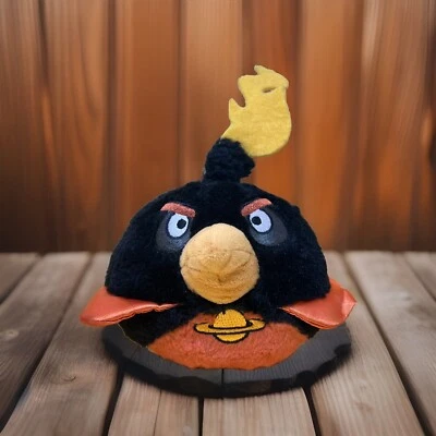 Angry Birds Space Bomb Plush 5" Black with Orange Cape Flame 2012 Commonwealth.. - Image 1 of 4