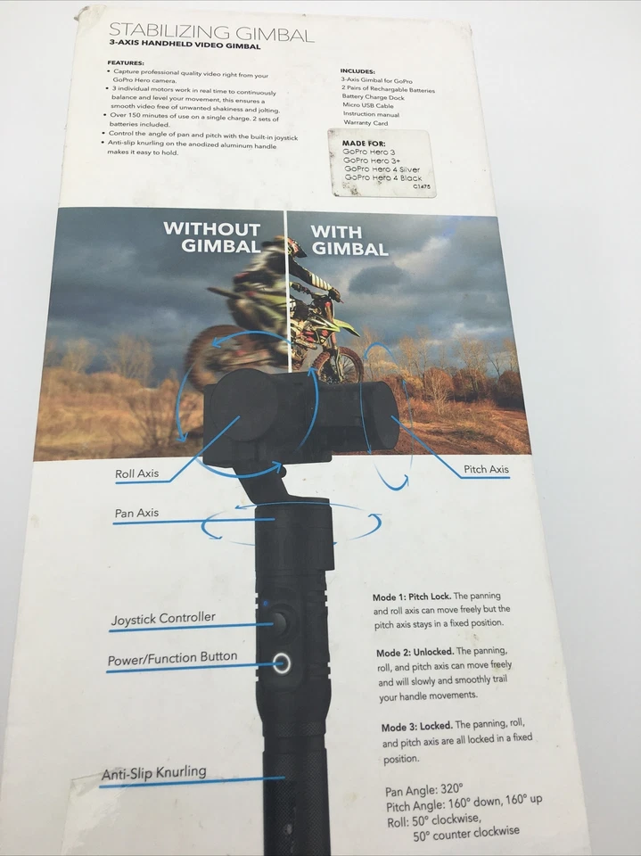 SkyLab 3-Axis Handheld Stabilizing Gimbal for GoPro - Black  - Image 1 of 4