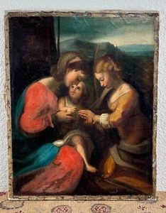 18th Century Italian Oil Painting Virgin Mary St. Catherine Correggio Old Master - Picture 1 of 15