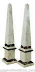 Coppia Obelischi In Marmo Bianco E Portoro Con Sfere Marble Obelisks H.48 Cm