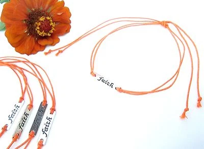 LOT OF 5 BRACELETS OR ANKLETS: FAITH FOCAL/TIE ON WRIST OR ANKLE/WAXED CORDS/15" - Image 1 of 4