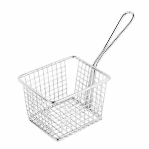 Cesta de papas fritas de alambre grande Olympia hecha de acero inoxidable 80x120x100 mm - Imagen 1 de 4