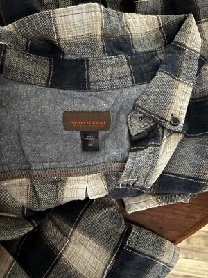 Northwest Territory Blue White Plaid Button Front Flannel Shirt Mens Sz 5XL - Image 1 of 4
