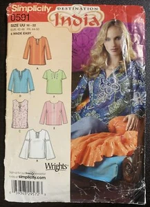 SIMPLICITY 0591 LADIES "DESTINATION INDIA" (6 STYLE) TUNIC PATTERN 16-22 Uncut - Picture 1 of 4