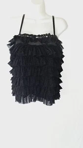 Forever 21 Black lace ruffle tiered Size S fairy sequin lolita Vamp Witchy top - Picture 1 of 6