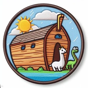 Noah's Ark Patch Printed Embroidered Iron-on Applique Religion, God, Bible Cover - Picture 1 of 11