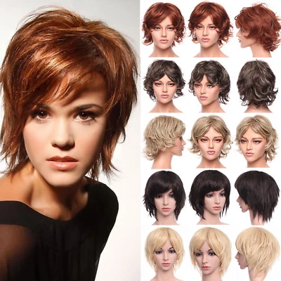 Hot Women Ladies Full Wig Synthetic Hair Curly Straight Brown Blonde Ombre Wigs - Imagem 1 de 4