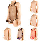 Mens Bodysuit High Cut Bulge Pouch Thong Leotard Stretch Swimsuit Soft Smooth □