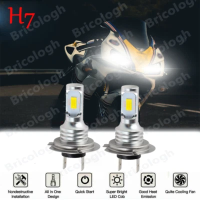 H7 LED Headlight Bulbs For Honda CBR1000RR 2005-2016 CBR600RR 2003-2016 - Image 1 of 4