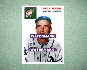 Pete Suder Philadelphia Athletics A's 1954 Style Custom Baseball Art Card