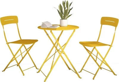 3-Piece Patio Table Chair Set Premium Frame Patio Bistro Colorful Outdoor Furni - Image 1 of 4
