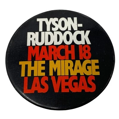 Vintage Mike Tyson Donovan Ruddock Pinback Button Boxing Las Vegas 1991 Mirage - Image 1 of 4