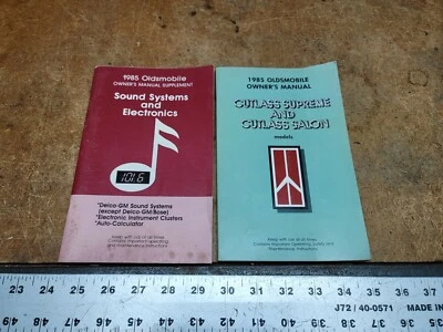 1985 Oldsmobile Cutlass Supreme Salon Car Owners Manual + Sound & Electronics 85 - Image 1 of 4