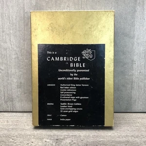 Cambridge Cameo Bible Concordance Calfskin Leather Lined Saddle Brown KJV 78xRL - Picture 1 of 15