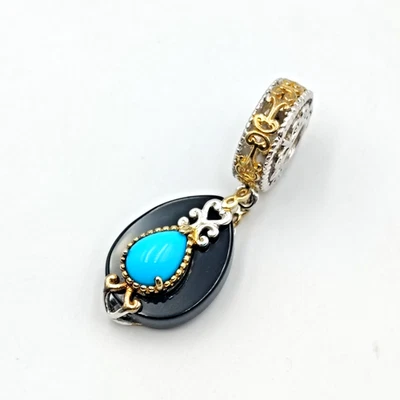 Colgante Michael Valitutti Gemas En Vogue Plata de Ley 925 Ónix Turquesa Dije Foto 1 de 4