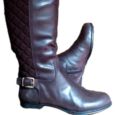 Botas de montar Isaac Mizrahi de diseñador de cuero con cremallera lateral marrón oscuro 8,5 M nuevas con etiquetas Foto 1 de 4