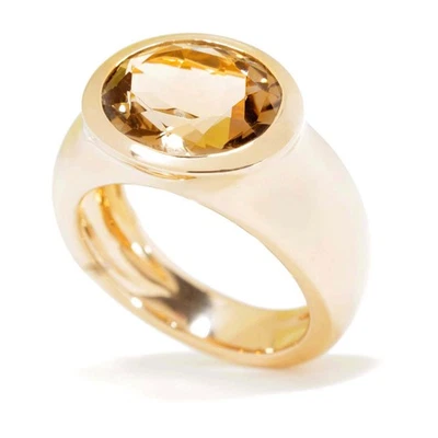 Eleganter Ring mit facettiertem Rauchquarz in 750er Gelbgold, Gr. 57 Wempe - Bild 1 von 4