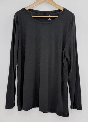 Camisa Caslon Mujer 3X Negra Manga Larga Elastizada Suave Cuello Redondo Algodón Modal Foto 1 de 4