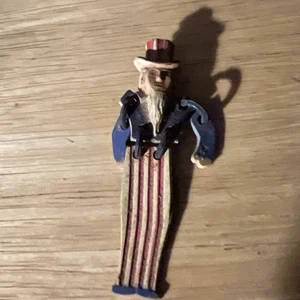 WWII Uncle Sam Buddy Brooch /Pin 1940s Celluloid, Articulated ~ Patriotic USA - Picture 1 of 7