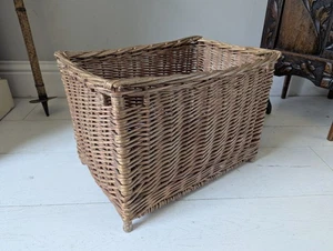 Antique Wicker Harvesting Basket Trug Woven Wicker Rustic Original FREE POSTAGE - Picture 1 of 15