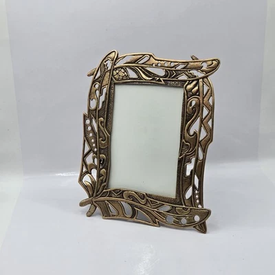 Marco de fotos vintage de 3,5 x 5 plumas de metal dorado estilo suroeste ornamentado Foto 1 de 4