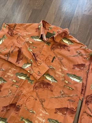 Camisa con botones de manga larga NORTH RIVER OUTFITTERS para hombre XXL naranja pez Foto 1 de 4